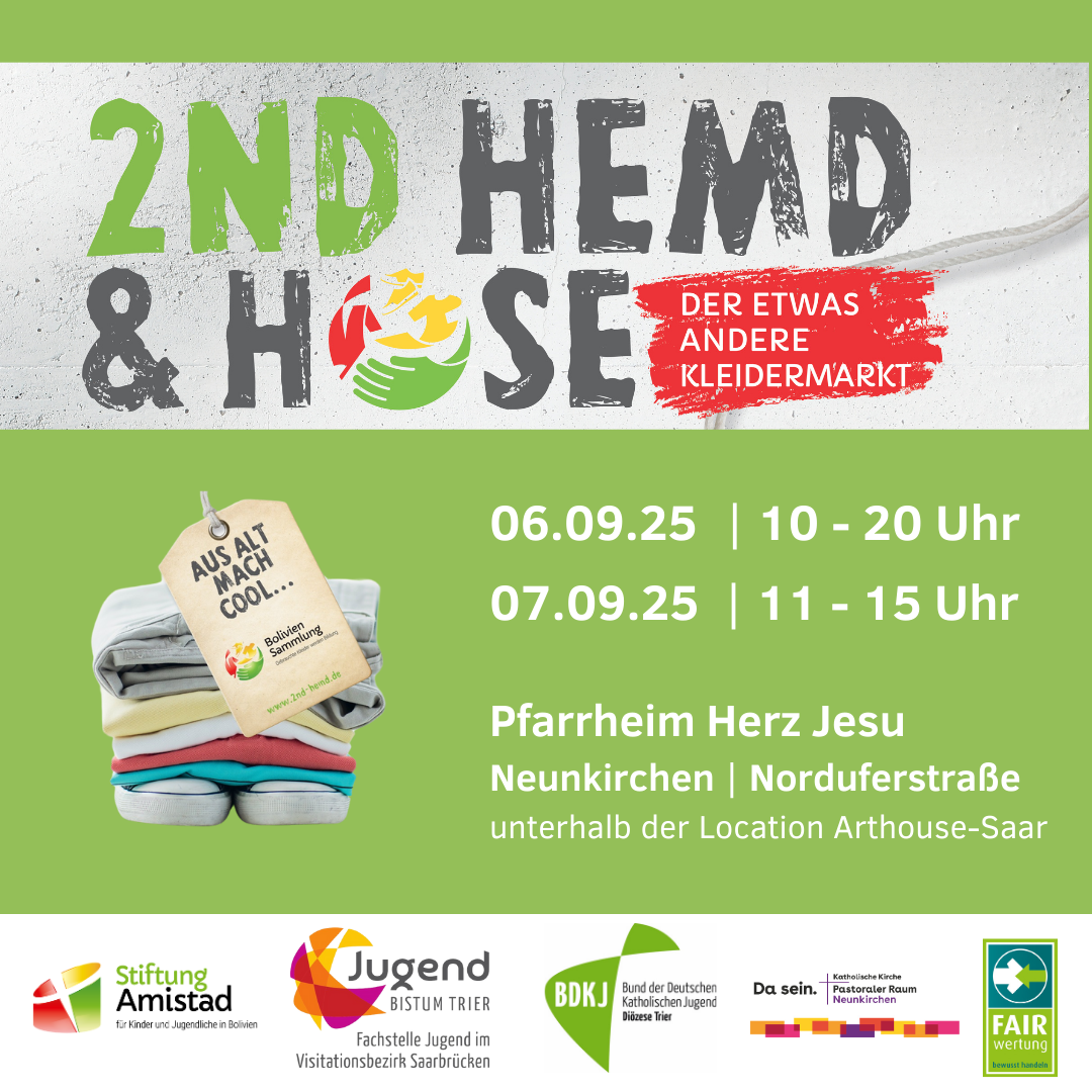 2nd Hemd-& Hose-Gebrauchtkleidermarkt am 06. und 07.09.2025 in Neunkirchen