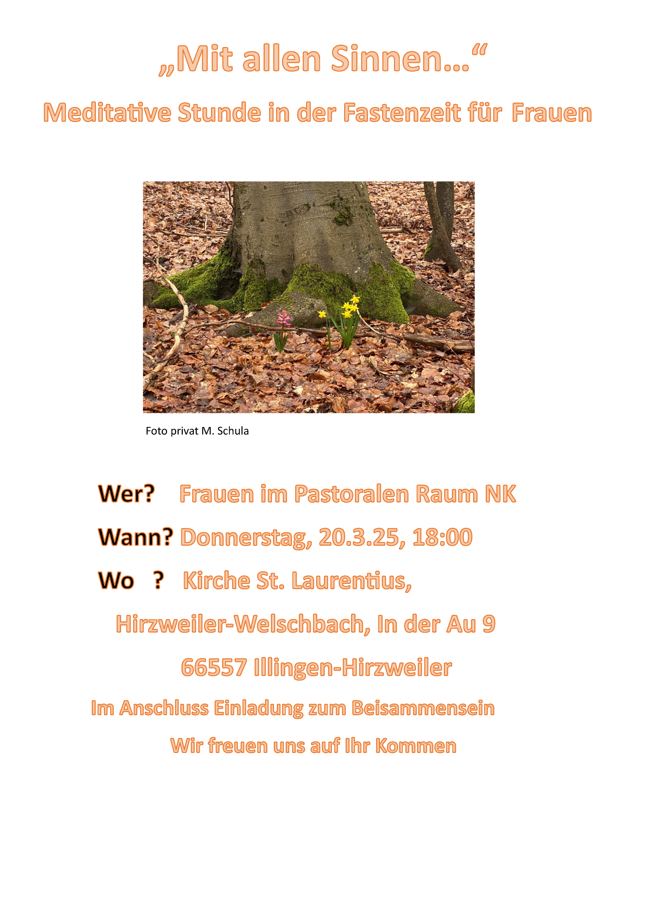 Meditative Stunde 'Mit allen Sinnen' am 20.03.2025