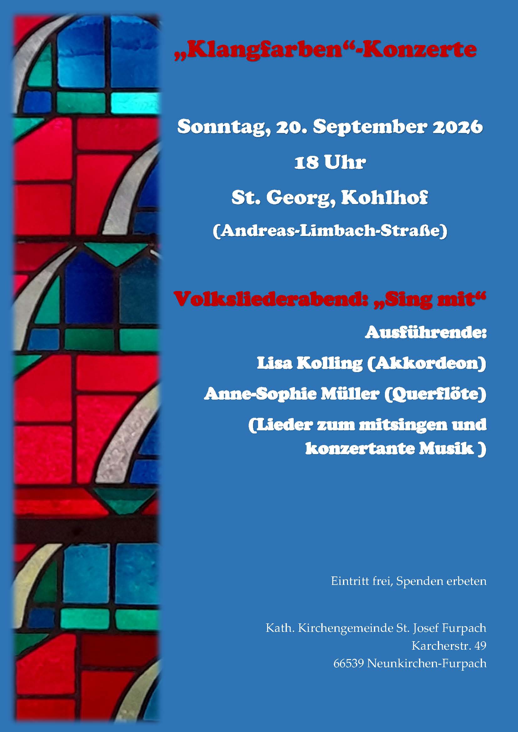 Plakat Volksliederabend September 2026